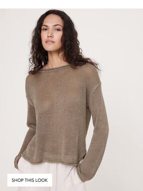 Banana Republic Heirloom Linen Boatneck Women's Sweater in Taupe
